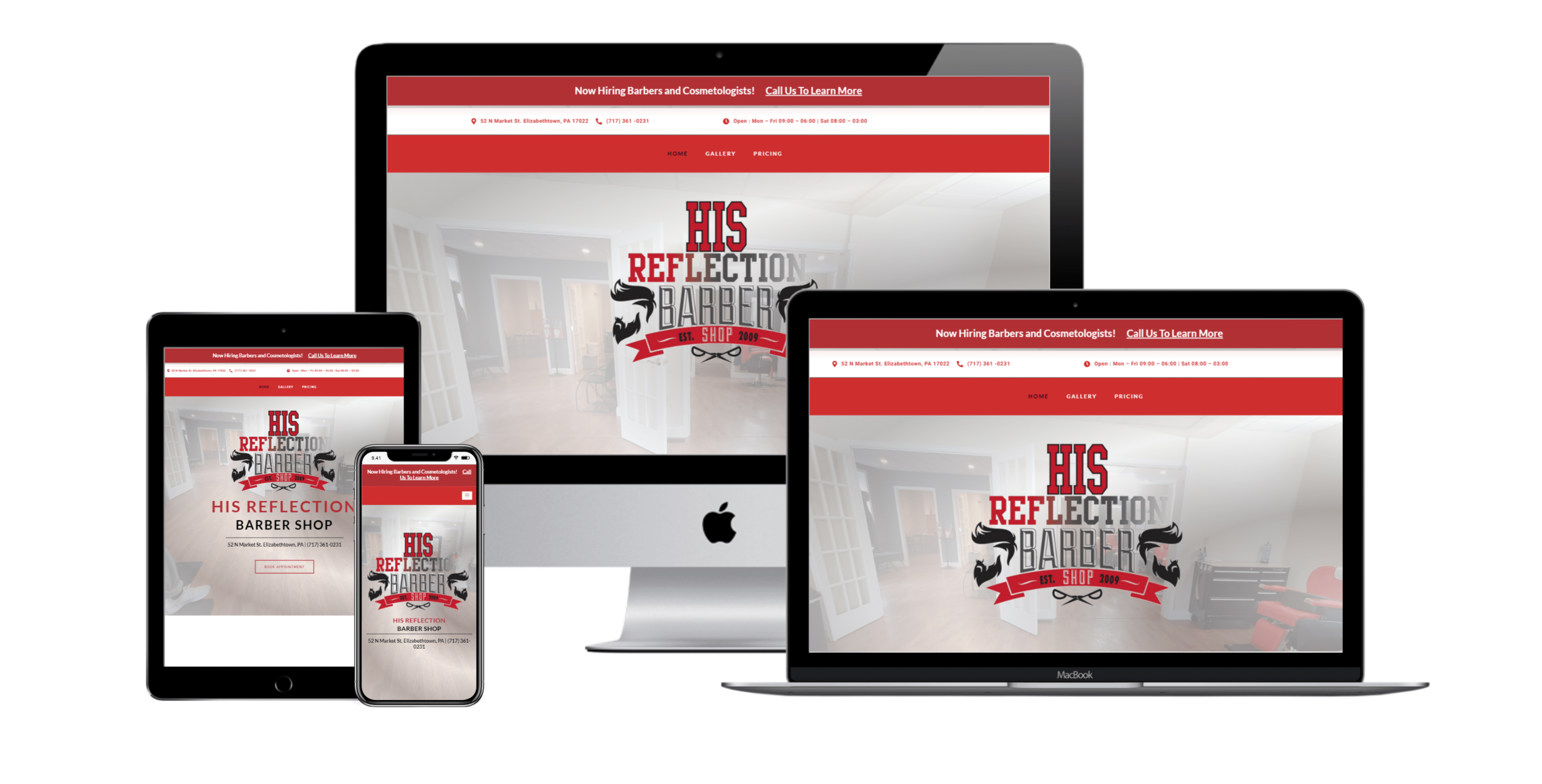 HIS Reflection Barbershop Website Mockup