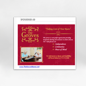 A Facebook Click-Ad created for The Groves Retirement Home in Ephrata, PA. The Groves Facebook Click-Ad