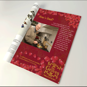 A magazine advertisement created for The Groves Retirement Home in Ephrata, PA. The Groves Magazine Advertisement