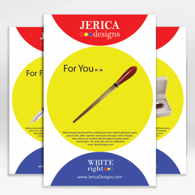 A campaign Advertisement created for Jerica Designs. Write Right. Jerica Designs - For You