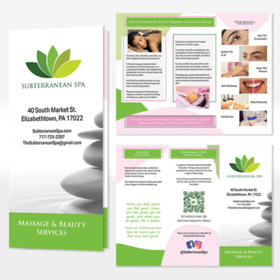 Logo Design & Branding Subterranean Spa Trifold Brochure